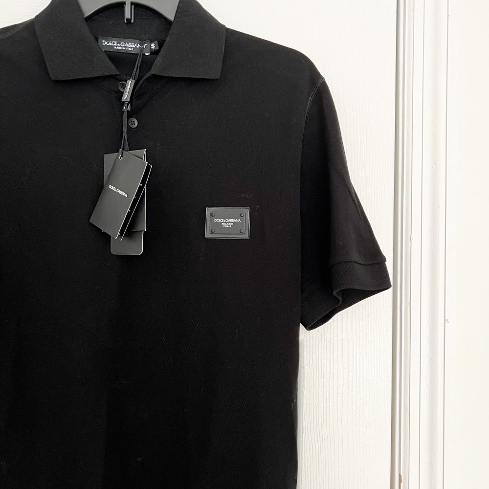 Dolce&Gabbana Men’s Logo Plaque Polo Shirt - Picture 4 of 8